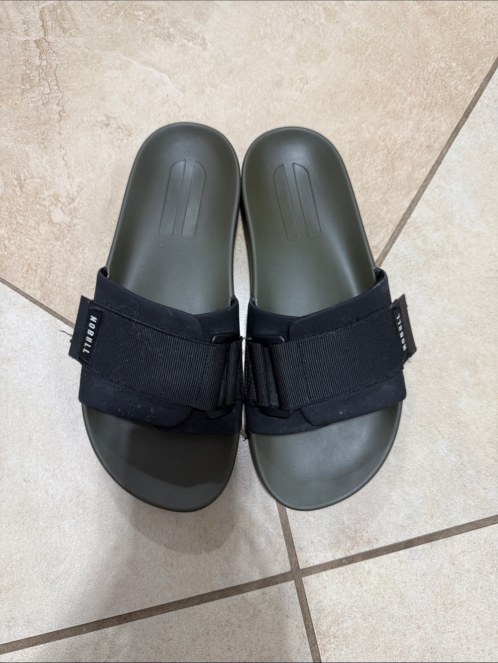 Nobull Black green slides with Adjustable Strap
